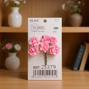 Rose di Carta Ilan Flores 78mm 6 Pezzi Rosa per Decorazioni - Product Image 3