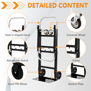 Carrello Convertibile 2-in-1 con Capacità di 272kg, Design Pieghevole per Facile Conservazione e Trasporto di Bagagli e Scatole - Product Image 4