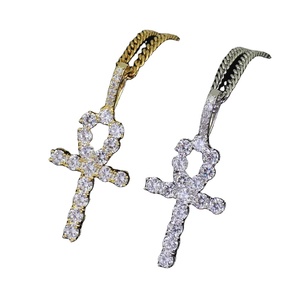 RQ-Colgante de Cruz de Hip Hop para hombres, joyería de oro Ankh Iced Out, agente al por mayor, collar cruzado - Product Image 1