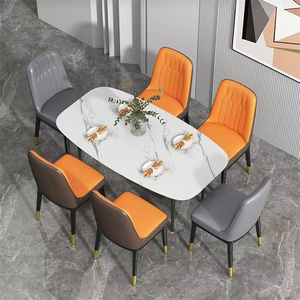 Chaises <span class=keywords><strong>de</strong></span> salle à manger modernes en cuir blanc nordique à dossier haut, vente en gros Chine, mobilier <span class=keywords><strong>de</strong></span> maison pour table à manger - Product Image 6