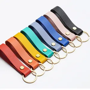High Quality PU Leather Keychain Business Gift Metal Key Chains Keyrings Car Key Strap Waist Wallet Custom Leather Keychain
