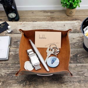 Boshiho Men's Dark Brown Crazy Horse Leather Valet <b>Tray</b> Eco-Friendly <b>Bedside</b> Storage Box for Change Phone Coin Serving <b>Tray</b> - Product Image 5