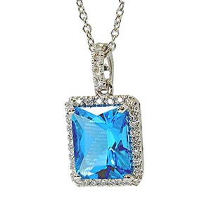 Collana con ciondolo quadrato blu per donna, gioielli semplici e alla moda, regalo di anniversario - Product Image 2