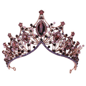Corona da Sposa <span class=keywords><strong>Tiara</strong></span> Barocca Retrò in Rame Nero, Copricapo per Matrimonio, Fidanzamento, Anniversario, Compleanno, <span class=keywords><strong>Regina</strong></span> - Product Image 1