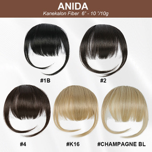 Julianna Private Label resistente al calore naturale grande onda riccia Kanekalon all'ingrosso Clip sintetica capelli lisci frange frangia - Product Image 5