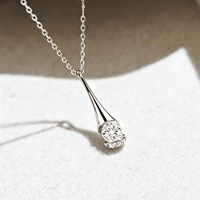 Collier pendentif flacon de parfum en argent sterling S925 et moissanite, forme goutte d'eau minimaliste, chaîne délicate pour clavicule, pour femme