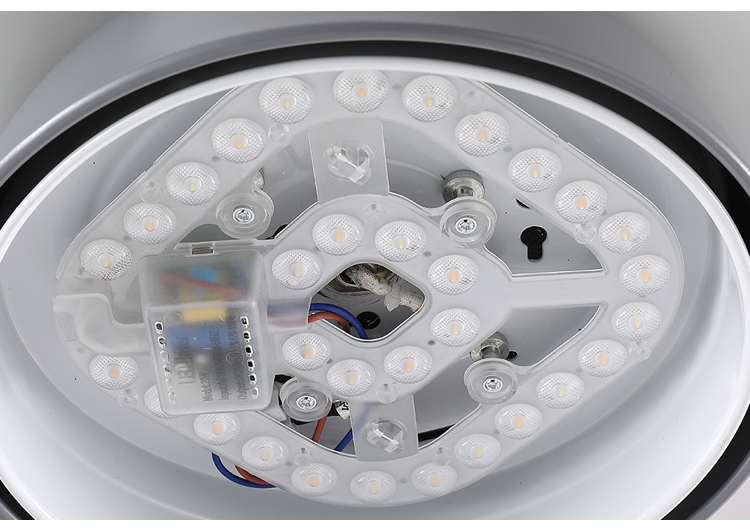 Remote control in stock ABS material 3 blades natural wind tricolor ceiling fan led light