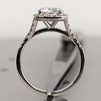 Bague de fiançailles en or massif 10K/14K/18K avec diamant de laboratoire 2 carats taille coussin, halo pavé, tige fendue, certifiée IGI CVD/HPHT, personnalisable