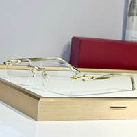 Lunettes de vue de luxe sans monture à coupe diamant, style aviateur, forme carrée irrégulière, pour lecture sur ordinateur, de créateur, pour affaires