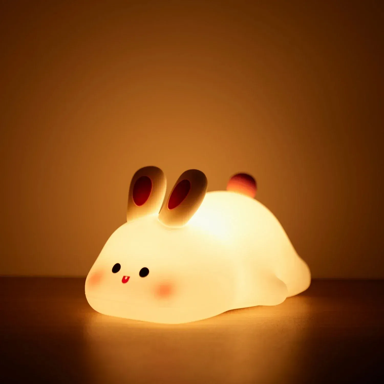 LED Cute Rabbit Night Light USB Rechargeable Night Lamp Touch Sensor Silicone Mood light Lamp for Kids Bedroom Decor