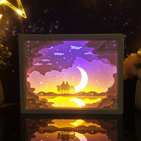 Lampe de nuit LED en acrylique, illusion 3D en papier découpé, lampe RGB 16 couleurs, télécommande tactile, USB, lumière de bureau à intensité variable