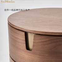 Table de chevet minimaliste en contreplaqué plaqué, 2 tiroirs de rangement, en bois de noyer écologique, pour chambre, appartement, hôtel