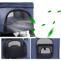 Poussette confortable pour animaux de compagnie (chats et chiens) avec entrée zippée, pliage à deux mains, doublure amovible, panier de rangement et porte-gobelet