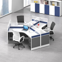 Bureaux pour personnel : Combinaisons de bureaux et chaises de bureau modernes et simples, modulaires pour 3/6/8 personnes, avec écran de séparation, pour bureau à domicile écologique