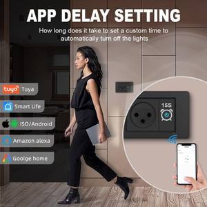 Zigbee Touch Panel Light <b>Switch</b> Socket 1-Gang Wall <b>Switch</b> with Socket Glass Frame IP21 Rated Minimalist Design for Home Business - Product Image 2