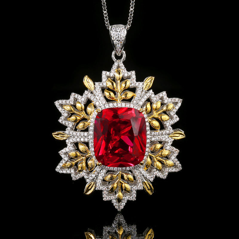 Pendentif corindon rouge avec chaîne Chopin