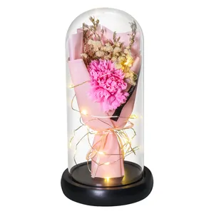 Festa della mamma regalo secco di garofani conservati Bouquet di sapone artificiale garofano di fiori in plastica cupola regali per mamma donne ragazze