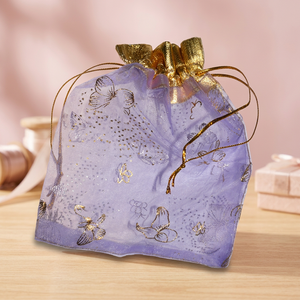 Pochette en velours doré clair V-Pouch-021 avec cordon de serrage et motif gaufré |   Emballage cadeau pour bijoux, emballage cadeau pour le shopping, artisanat | - Product Image 2