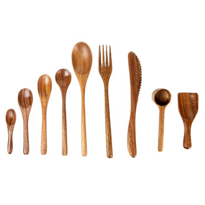 <span class=keywords><strong>ว</strong></span>ัสดุที่เป็นมิตรกับสิ่งแวดล้อม ไม้กระถินเทศ เกรดสำหรับอาหาร ช้อนและส้อมสำหรับเด็ก ชุดอาหาร ดีไซน์เรโทรหรูหราเบาๆ - Product Image 5