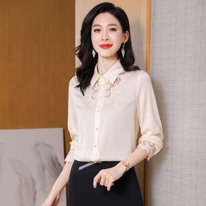 Le nouveau chemisier en soie pour femme printemps 2025 avec un design rétro est élégant et décontracté - Product Image 1