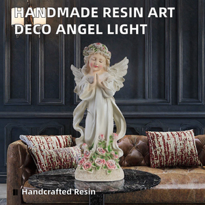 Resin Art Deco Eco-Friendly Handmade Coating Custom <b>Light</b> Portrait Guardian <b>Angel</b> Garden <b>Light</b> for Outdoor Home Decoration - Product Image 2