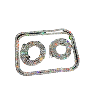 Collier Chaîne Tennis Moissanite Givrée JAINAM DIAMONDS en Argent Sterling Plaqué Rhodium Style Hip Hop Unisexe Certifié par une tierce partie - Product Image 1