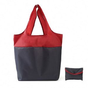 Foldable Reusable Polyester Bag Vest Shopping Tote Bags With Custom Printed Logo <b>Handbag</b> - Product Image 5
