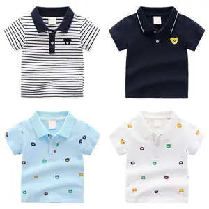 2022 New Fashion Golf Polo T-shirt For Boys Cartoon Pattern 2-6 Years Summer Kids Tops Baby Polo Kids Shirts