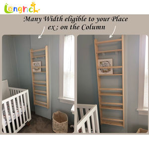 Montessori <strong>Children's</strong> Solid Wood Space-Saving Floating Wall <strong>Bookshelf</strong> with 4 Shelves Multi-functional for Nursery Kids' Cabinets - Product Image 3