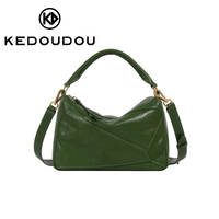 KEDOUODU Tas Tote Kulit Asli Wanita Fashion, Tas Selempang Pola Huruf dengan Ritsleting Lembut, Tahan Air, Dapat Dipakai 2 Cara