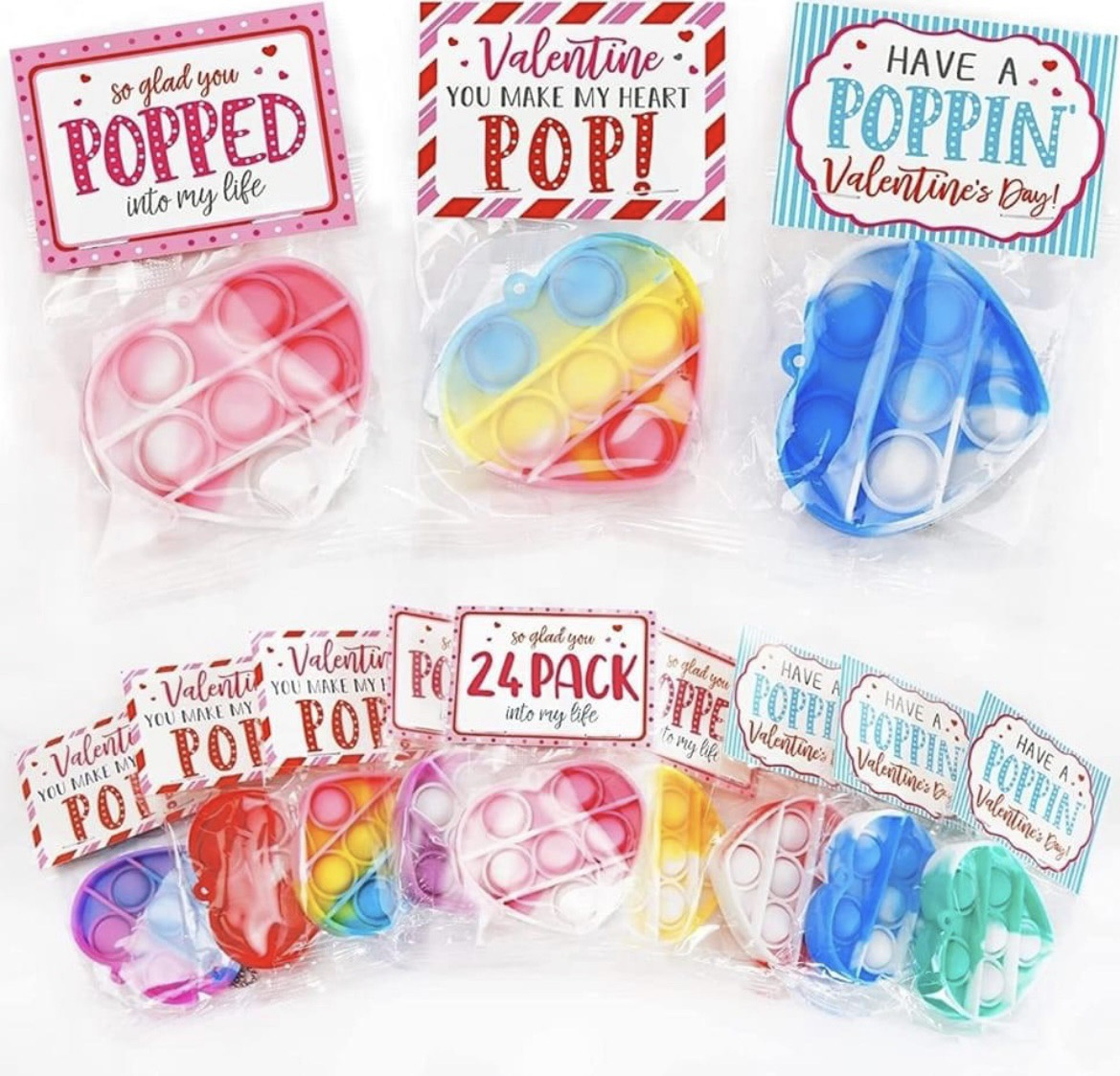 Бесплатная упаковка в форме сердца на День святого Валентина, мини пуш-поп игрушка-брелок