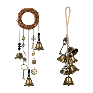 Campanelli delle streghe in ottone appendiabiti per porte streghe campanelli eolici ghirlanda appesa a mano campane per streghe - Product Image 4