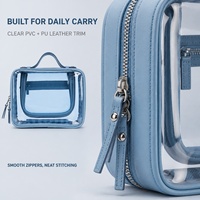 Sac de maquillage personnalisé Royal Fair avec fermeture éclair, imperméable, en cuir, transparent, pour le rangement des cosmétiques, sac de toilette portable pour les voyages et le quotidien