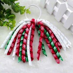 Élastiques à <span class=keywords><strong>cheveux</strong></span> pour filles, Noël, avec nœud Korker, ruban gros-grain, motif pois <span class=keywords><strong>rouge</strong></span> et vert, pompon, mignons, pour queue de cheval, pour les fêtes - Product Image 1