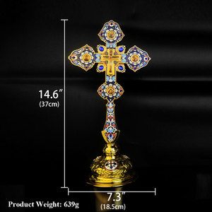 2025 Novo <span class=keywords><strong>Metal</strong></span> Cruz Religiosa <span class=keywords><strong>Jesus</strong></span> Ícone Liga Cruz De Pé Crucifixo Decorativo Ortodoxo Mão Cruz Presente Religioso