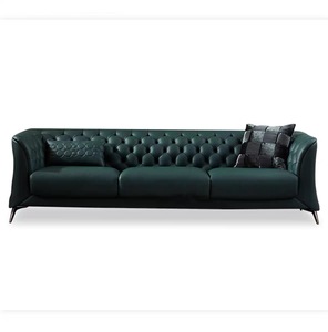 Sofá clásico Chesterfield con hebilla, sofá de cuero verde, muebles para el hogar alemanes, sofá moderno de cuero de lujo para sala de estar - Product Image 1