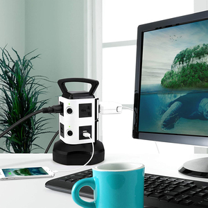 Bande de charge d'alimentation Prise de tour domestique avec 6 prises universelles 4 ports USB <span class=keywords><strong>Base</strong></span> de câble rétractable pour une utilisation au bureau à domicile - Product Image 5