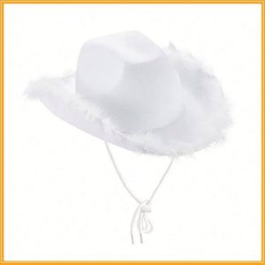 Chapeaux Fedora Western pour adultes, style cowgirl, bordure en plumes, rose, pour voyages, usage décontracté et extérieur - Product Image 5