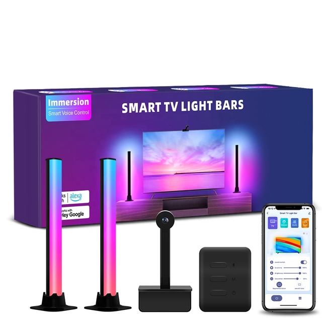 Immersive TV Backlight RGBIC Smart LED Light Bars WiFi Ambient Lighting with Camera Screen Sync Alexa Google Control for Gaming