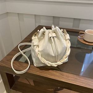 Woven Tote <b>Bag</b> with <b>Drawstring</b> Closure and Dip Dye Color for Women - Product Image 6