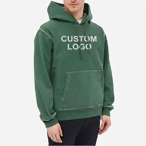 Custom <b>Oversized</b> Winter <b>Hoodie</b> with Letter Pattern Polyester/Cotton Fleece Embroidered Contrast <b>Stitching</b> Pullover - Product Image 2