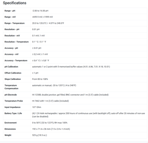 HANNA pH-mètre/mètre de tension portable étanche avec résolution de 0,01 - HI9125 - Product Image 3