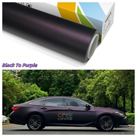 Película Protectora de Pintura para Automóviles TPU PPF Serie Satinada, Cambio de Color de Negro a Morado, Antiarañazos, Autocuración, Película para Envolver la Carrocería del Automóvil