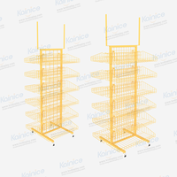Kainice Supports d'affichage pliables suspendus en treillis métallique de style moderne en métal grillagé Supports d'affichage pour étagères de sol Présentoir pour chaussettes