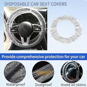 100 Fundas Universales Desechables de Plástico Transparente para Volante, Elásticas y Fáciles de Instalar, para Coche/Camión/Autobús, Uso en Todas las Estaciones - Product Image 4