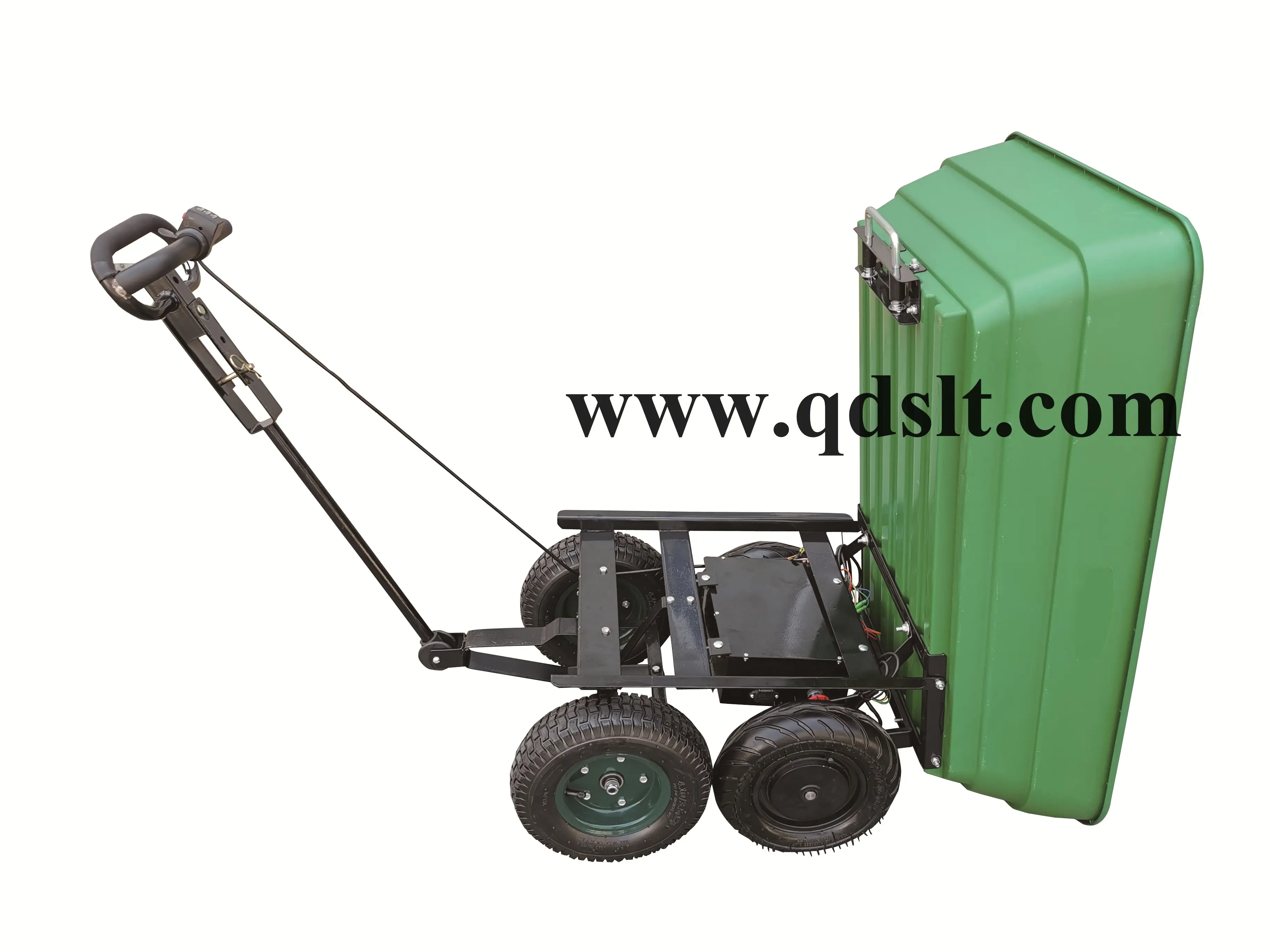 4 wheels utility electric motor trailer power hand truck plastic crate wagon trolley tool cart dump lawn wagon