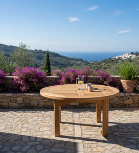 Table basse en teck massif de qualité supérieure, conçue pour les espaces extérieurs luxueux, option de table à manger pliable offrant durabilité et style intemporel - Product Image 1