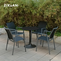 Meubles d'extérieur modernes en Tube d'acier et d'aluminium, accoudoir Design importé, Table à manger, chaise, empilables, meubles de Patio de jardin