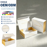 Boîte cadeau de luxe blanche et or avec fermeture magnétique, logo personnalisé en feuille métallisée, emballage rigide en carton à couvercle rabattable pour cosmétiques et cadeaux haut de gamme