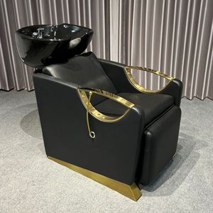 Sillón de Peluquería en Oferta, Cómodo, de Cuero, con Lavabo Giratorio de Cerámica para Salón de Belleza - Product Image 6